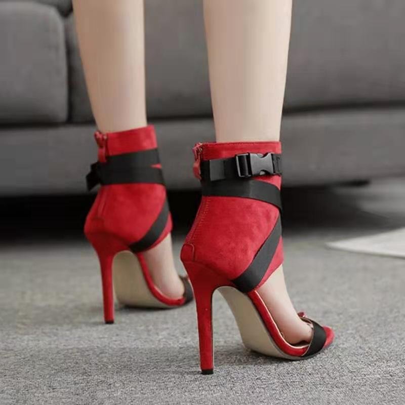 boots women shoes heels 11cm Ribbon Summer High heels Ladies Shoes Women pumps Party shoes peep toe sandals stiletto big size