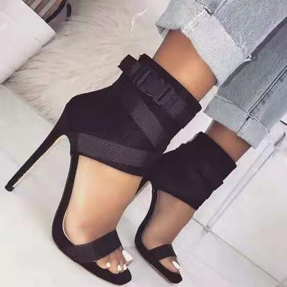 boots women shoes heels 11cm Ribbon Summer High heels Ladies Shoes Women pumps Party shoes peep toe sandals stiletto big size