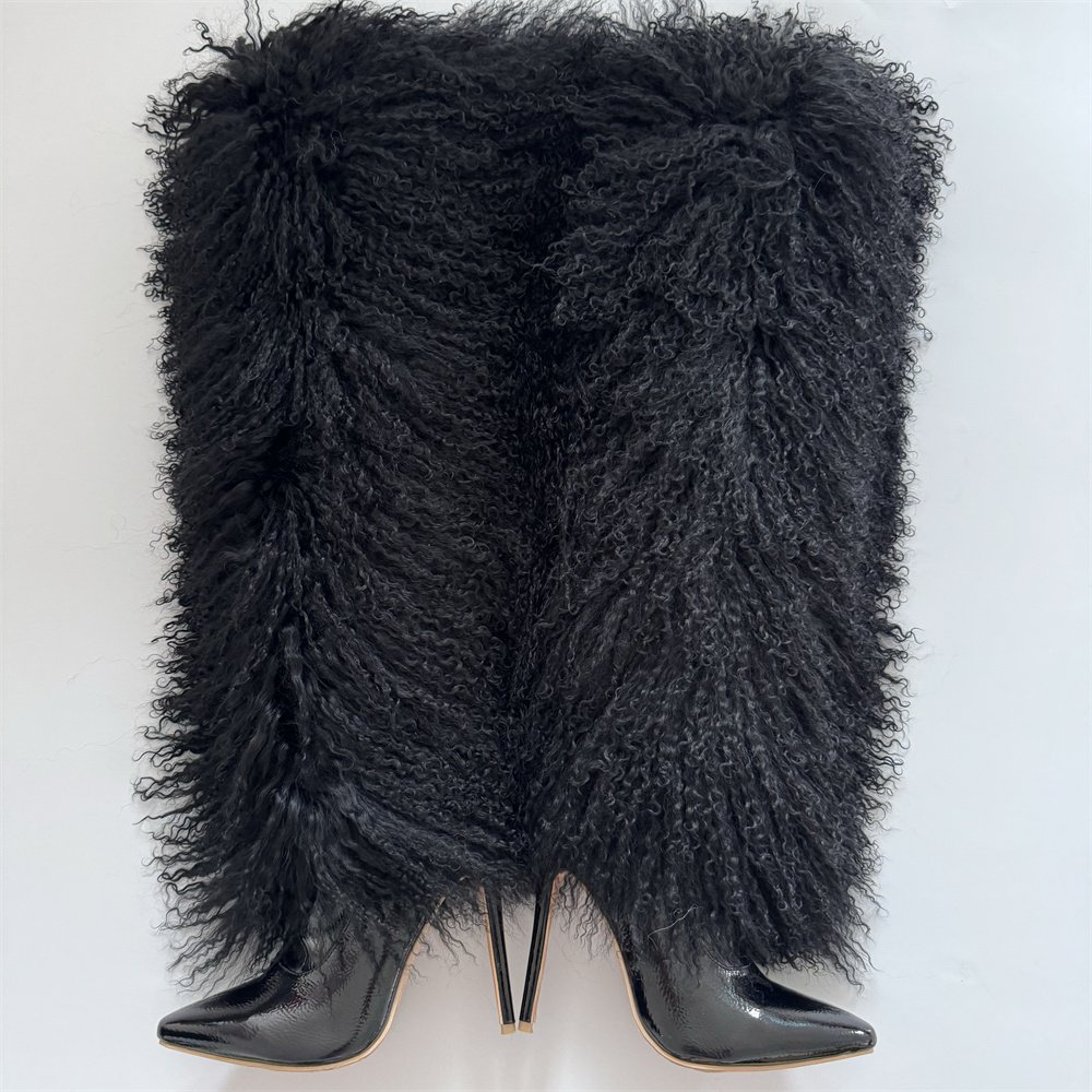 Customized Color women Higher boots Luxury warmful Real Mongolian Fur Boots Thigh -high Boots