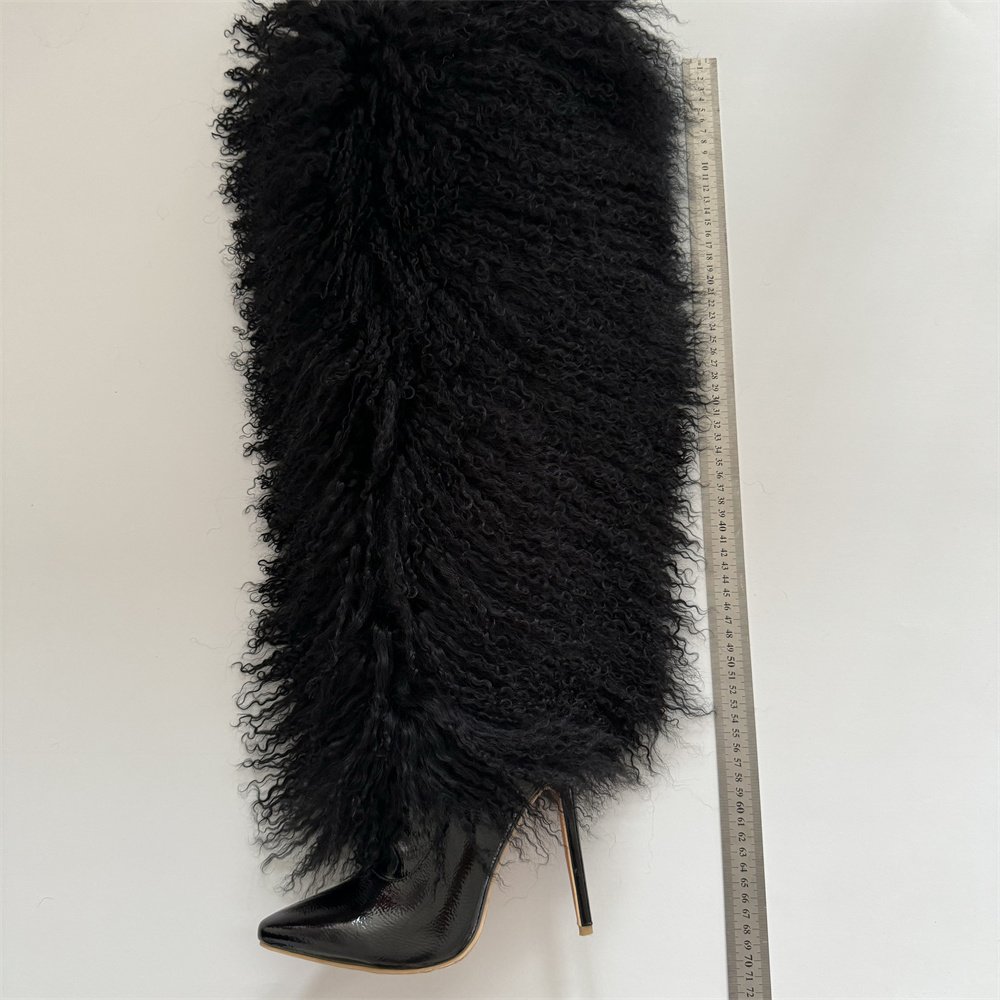 Customized Color women Higher boots Luxury warmful Real Mongolian Fur Boots Thigh -high Boots