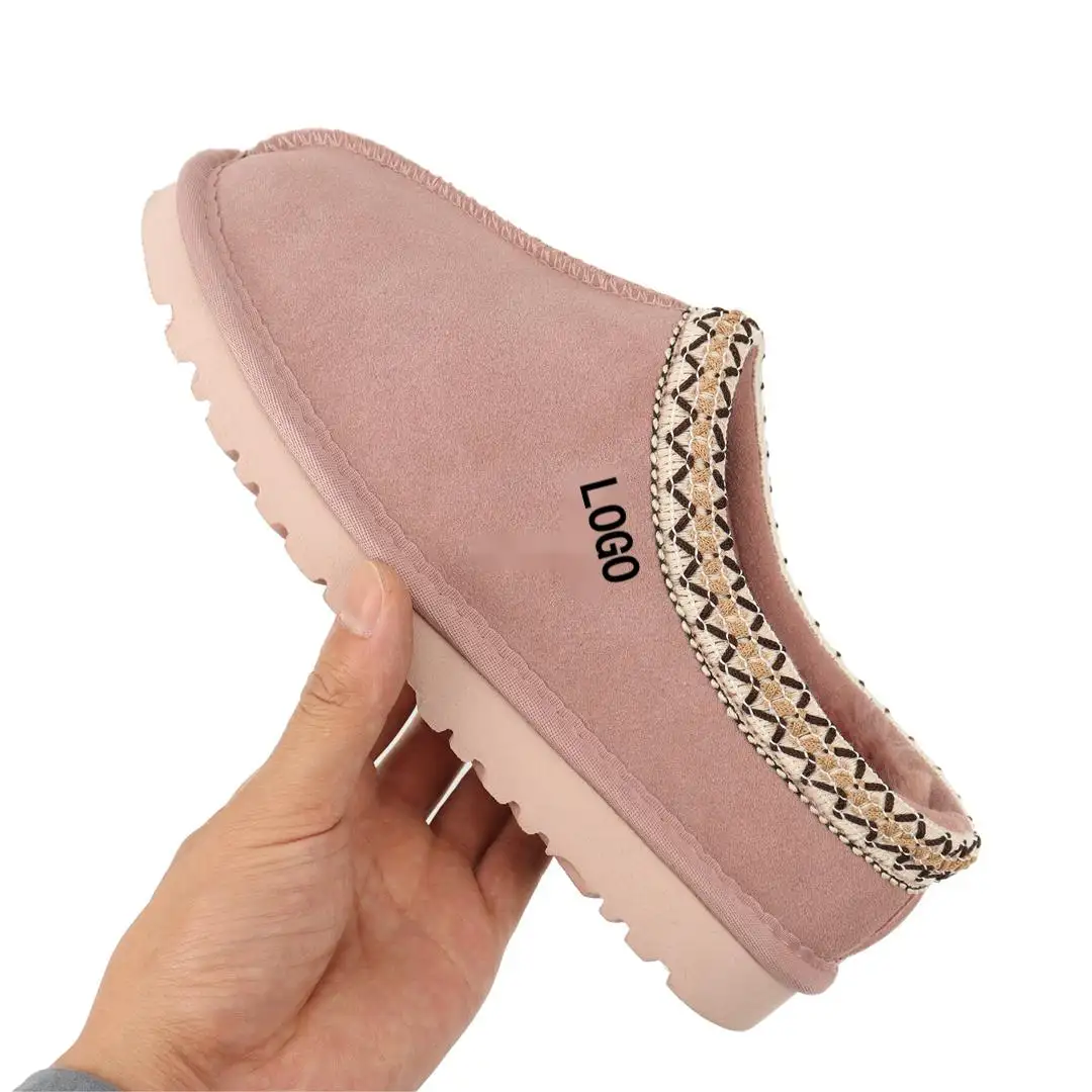 2024 Winter new short tube snow boots, indoor and outdoor short cotton boots, woven mesh red slippers