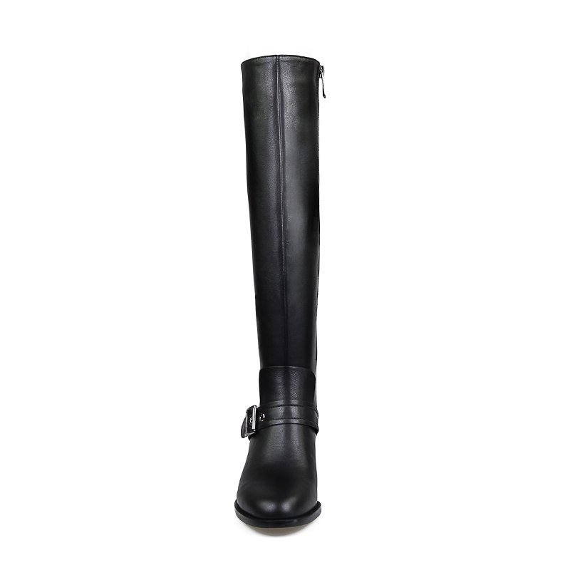 2018 Winter New Model ODM OEM Woman Knee Boot Pu Material Thick High Heel Boot Lady Shoes Factory