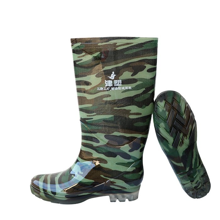 Worker camouflage pattern rain boots non-slip waterproof adult rainboots outdoor rainwear cheap PVC outdoor boots for men