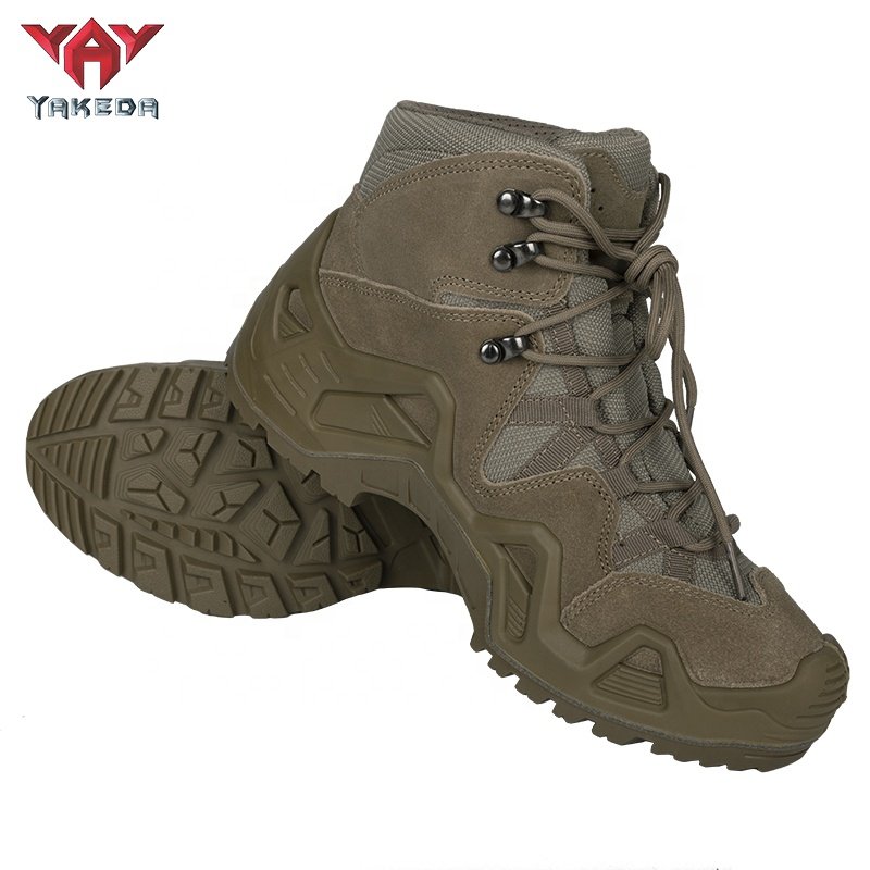 Yakeda Factory In Stock botas tactico Rubber sole Combat High Top Genuine Leather Survival Hiking boots for men