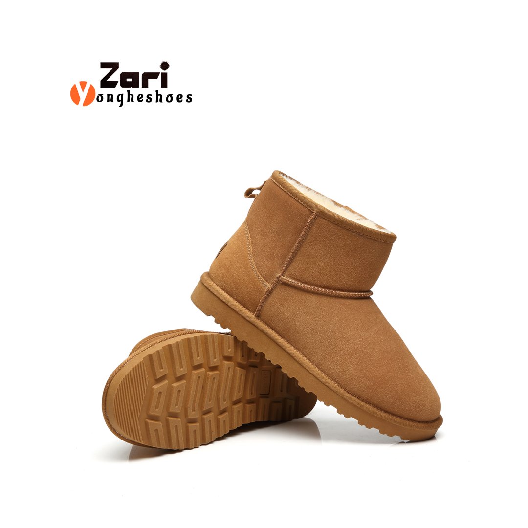 Zari Men Suede Pu Winter Snow Boots Casual Short Slip On Fluff Plush Boot