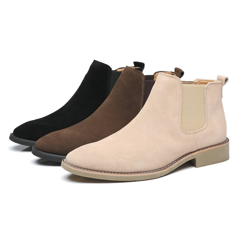 Roman retro 2024 new arrivals genuine leather shoes cut height increasing fashion design ankle boots men cow suede dress shoes