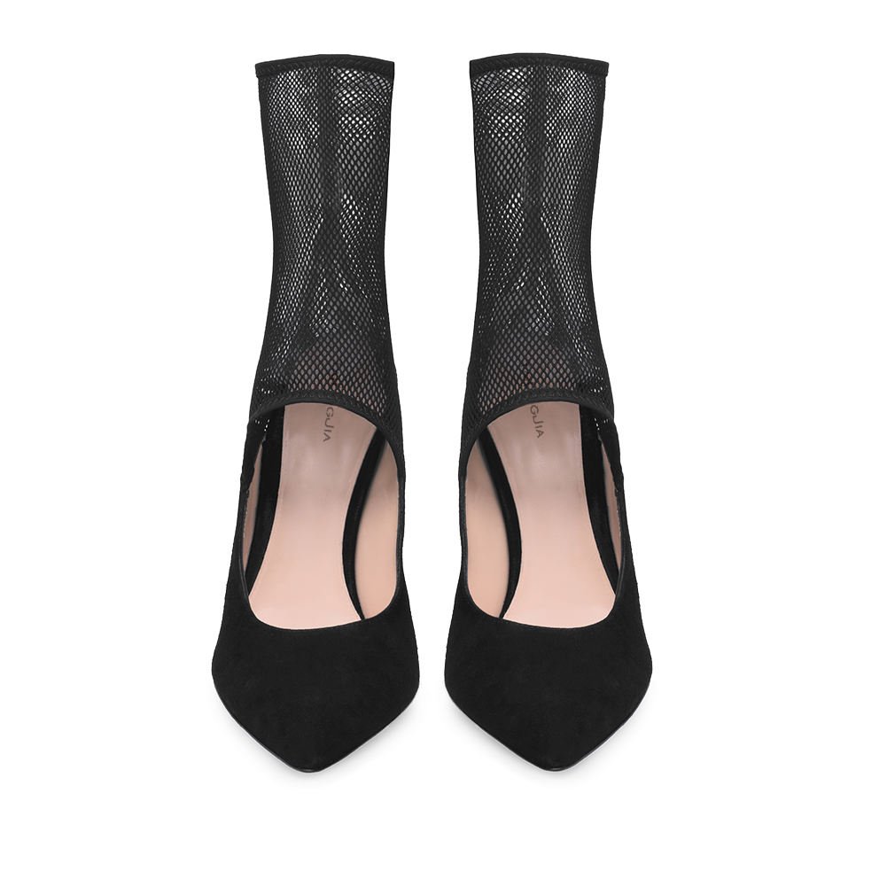 Latest Summer Spring Ladies Stiletto Heels Pumps Sexy High Heel Mesh Ankle Boots with Pointed Toe Black Women's Party Shoes