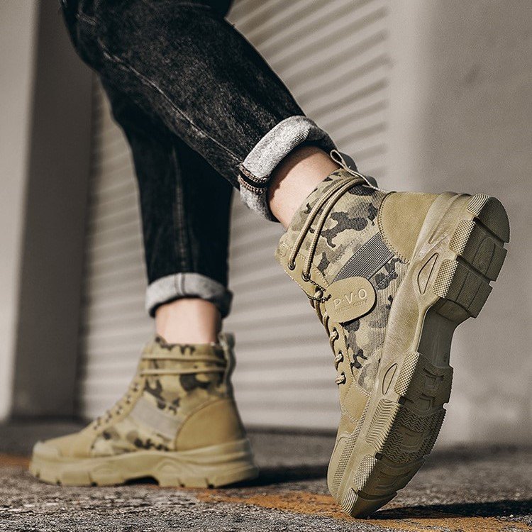 Autumn winter warm popular cotton shoes men's camouflage shoes leisure travel mountain climbing Martin boots desert cotton boots