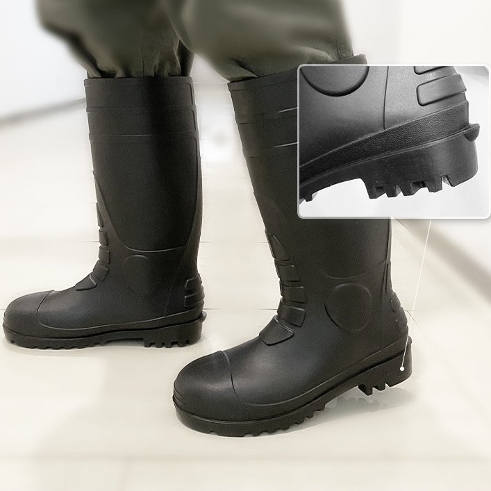 PVC labor protection high leg steel toe rain boots oil resistant steel sole work boots for worker