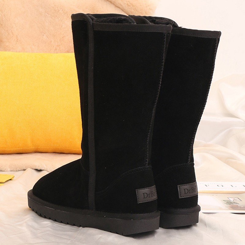 Womens Suede Leather Warm Winter Snow Boots 2023 Causal Plush Fluffy Anti-cold Boots Plus Size Women Chunky Heel Boot