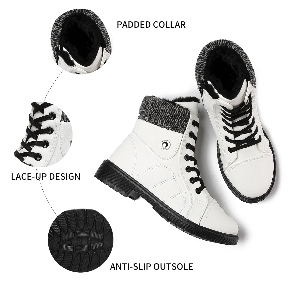 Hot Selling Lady Non-Slip Deep Groove Lace Up Custom Logo Snow Winter Boots Women Waterproof Warm Ankle Boots Shoes Women