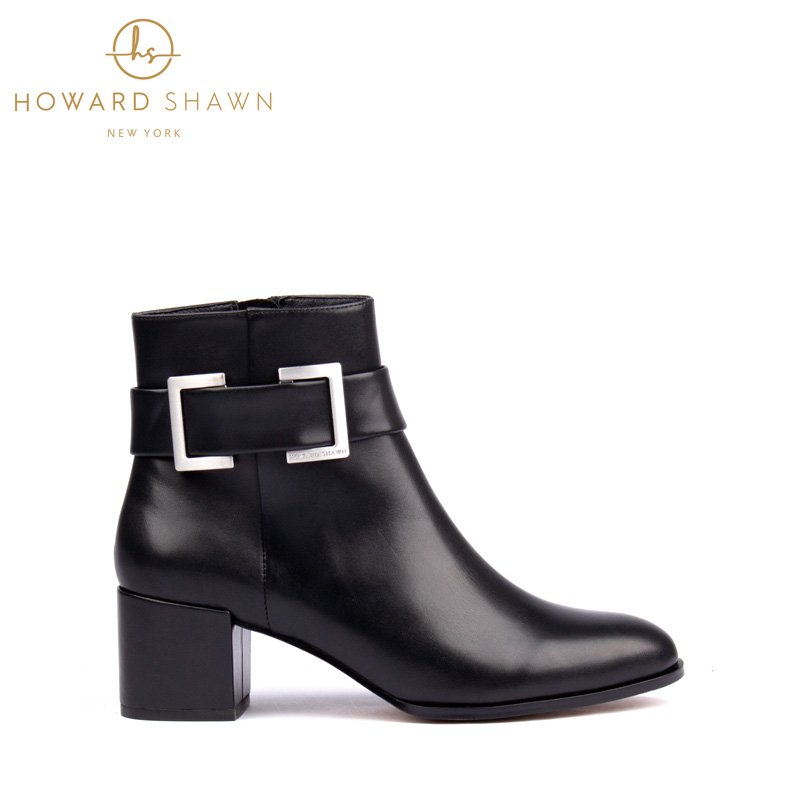 2024 Custom Logo Women Casual Shoes Single Color Block Heel Ankle Boots Outdoor Walking Custom Genuine Leather Ankle Boots