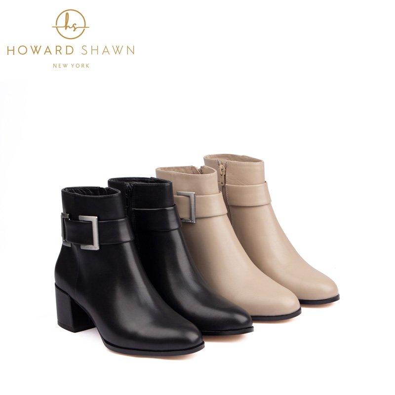 2024 Custom Logo Women Casual Shoes Single Color Block Heel Ankle Boots Outdoor Walking Custom Genuine Leather Ankle Boots