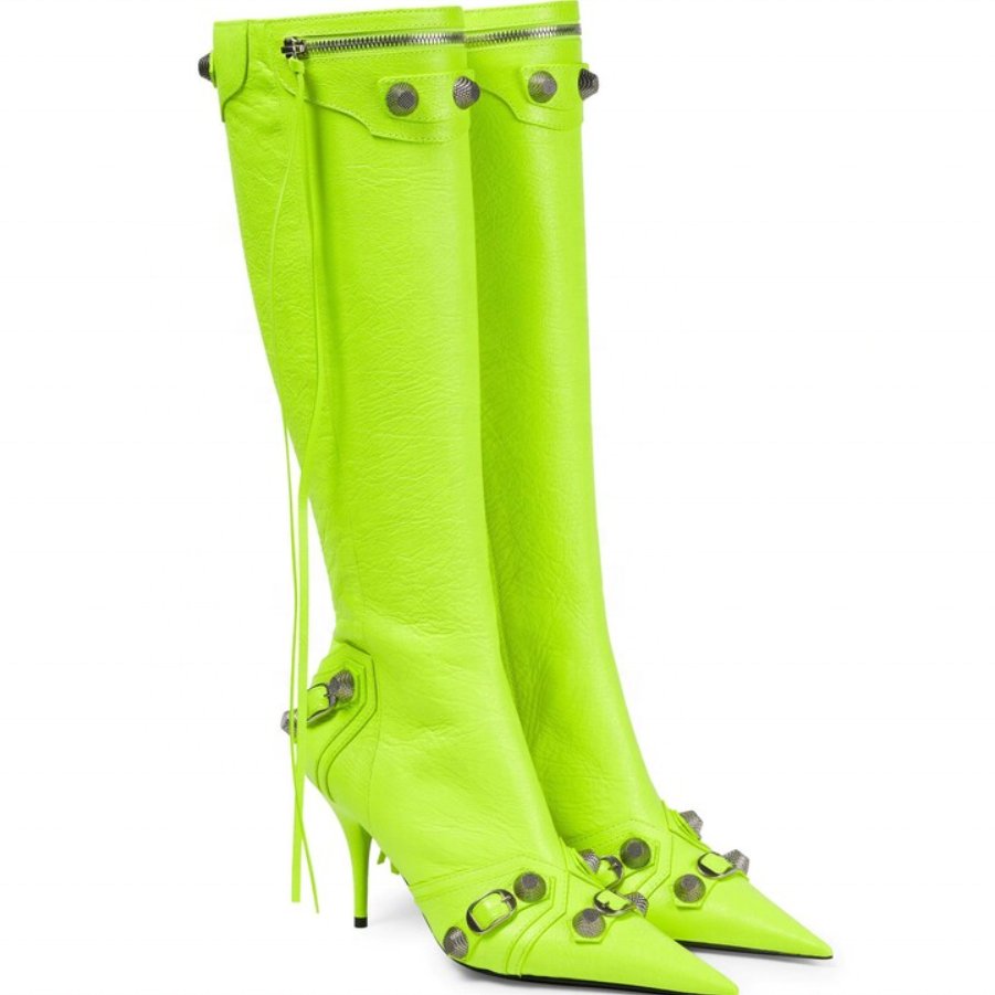 Custom designer women's shoes knee high leather rivet tassels boots