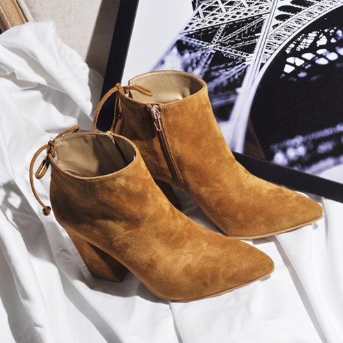 hot sale ladies suede women chunky heel ankle boots