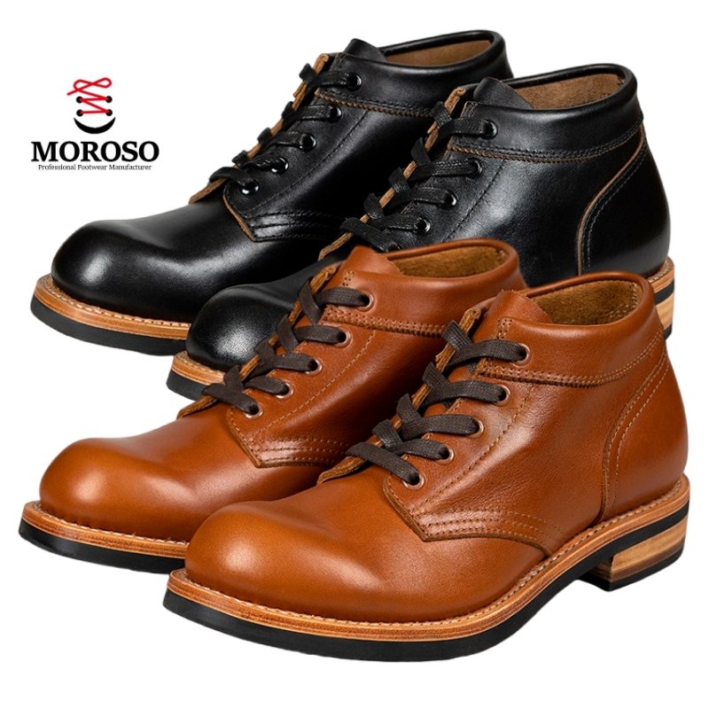 2024 Genuine Leather Low Cut Short Boots Round Toe Men'S Casual Work Wear Short Shoes Goodyear Stitching Technology Boots