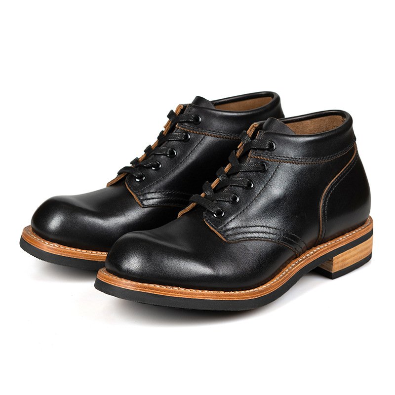 2024 Genuine Leather Low Cut Short Boots Round Toe Men'S Casual Work Wear Short Shoes Goodyear Stitching Technology Boots