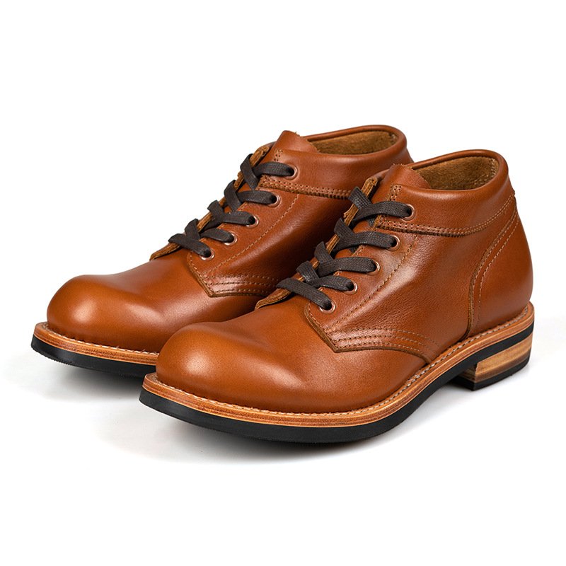2024 Genuine Leather Low Cut Short Boots Round Toe Men'S Casual Work Wear Short Shoes Goodyear Stitching Technology Boots