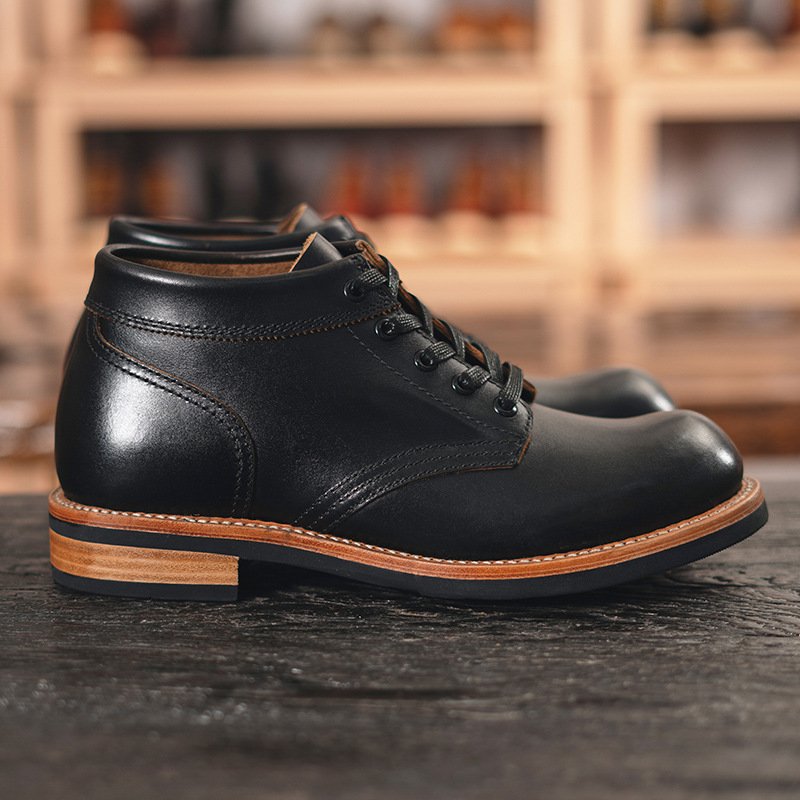 2024 Genuine Leather Low Cut Short Boots Round Toe Men'S Casual Work Wear Short Shoes Goodyear Stitching Technology Boots