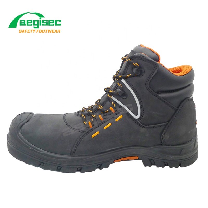 AEGISEC nubuck hiking safety toe boots oil slip resistant mens rubber work boots