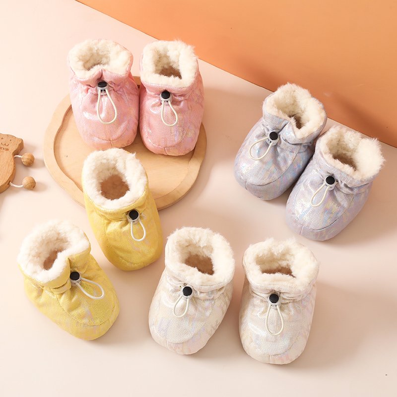Winter Pre-walking Shoes Soft Sherpa Boys And Girls Children Casual Shoes 0-1 Year Infant Fleece Thermal Shoes Boots
