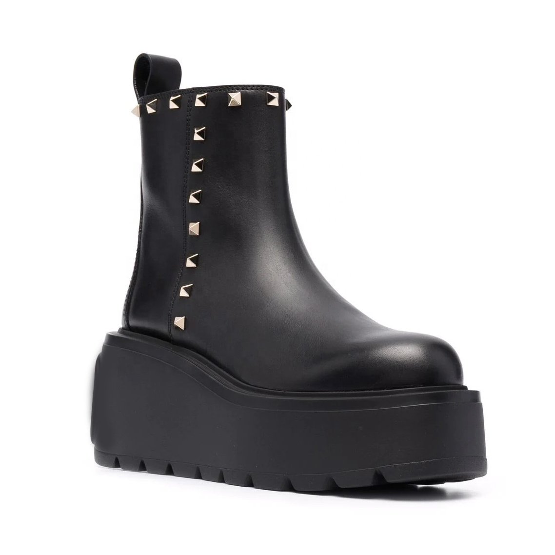 Anmairon Hot Sale Rivet Decoration Inside Zipper Round Toe Comfortable Women Flat Boots