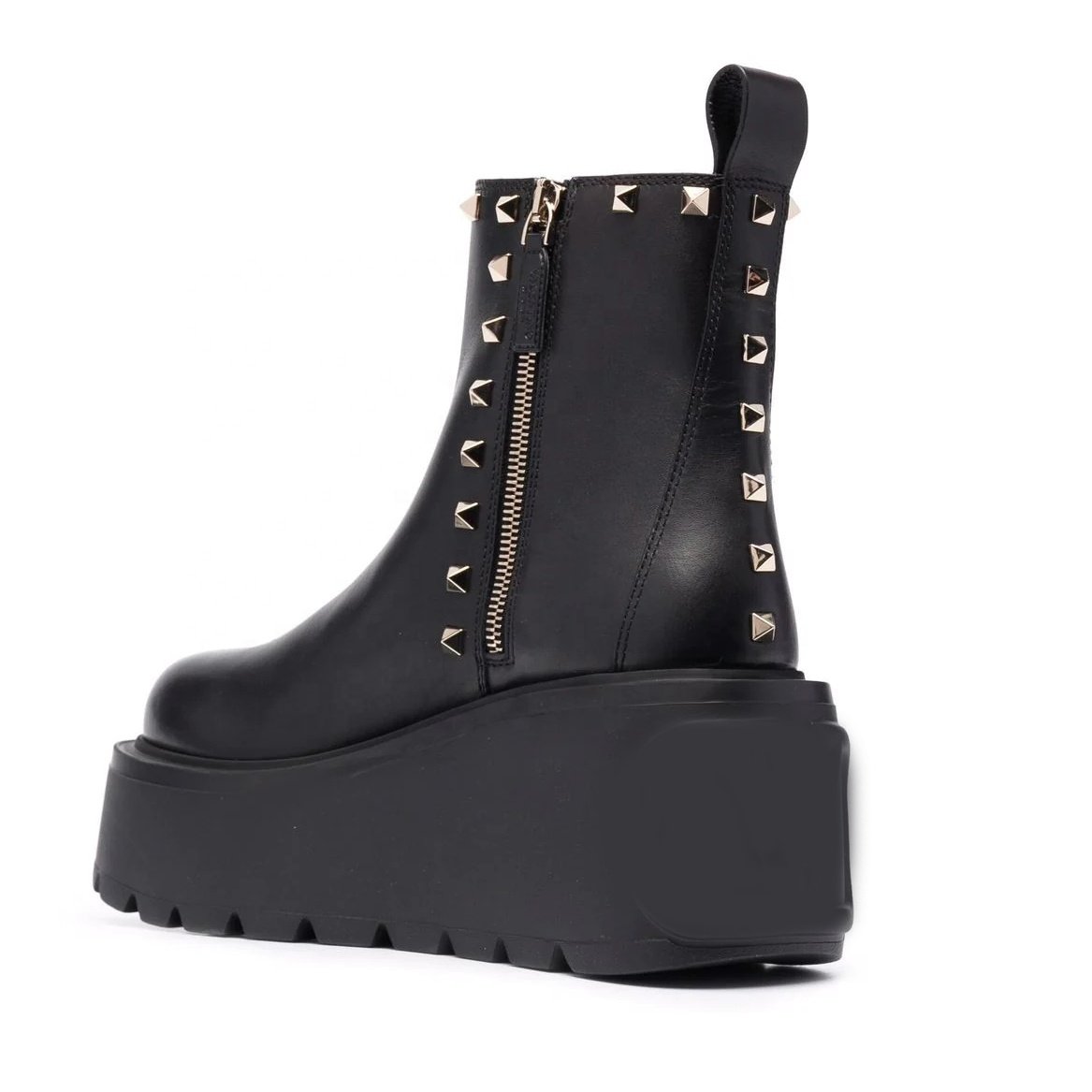 Anmairon Hot Sale Rivet Decoration Inside Zipper Round Toe Comfortable Women Flat Boots