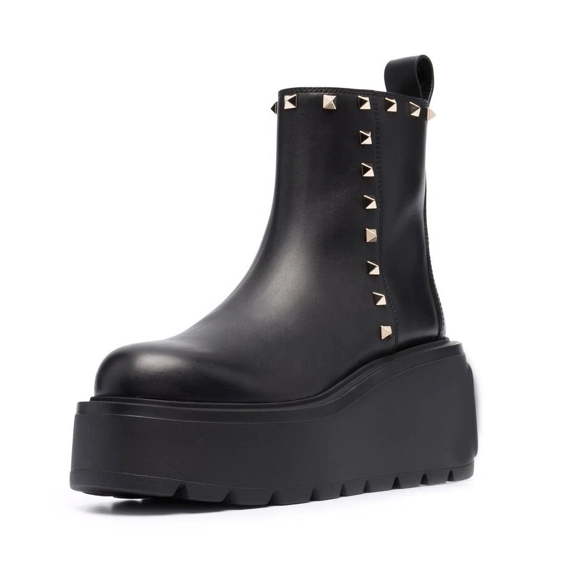 Anmairon Hot Sale Rivet Decoration Inside Zipper Round Toe Comfortable Women Flat Boots