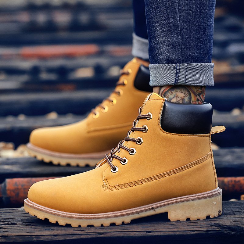 boots winter casual boot for men martin boots men lace-up loafers canvas trendy casual shoes for men