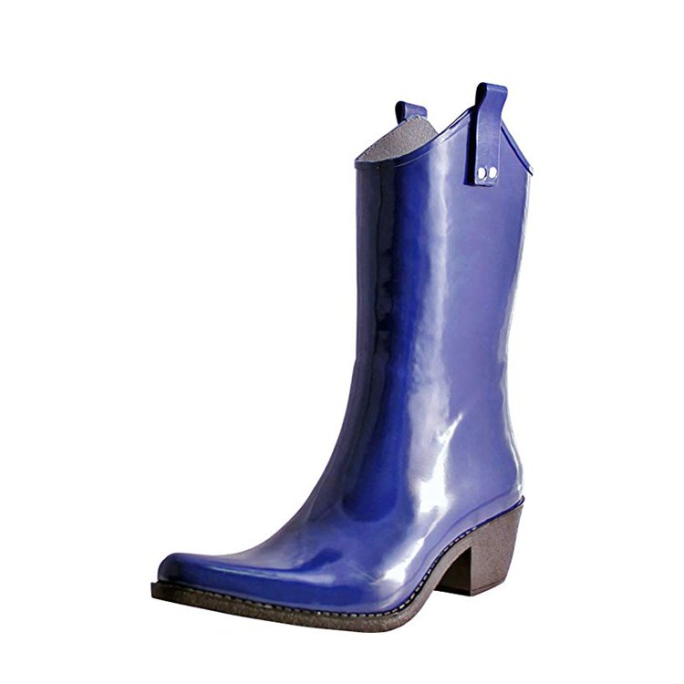 New Design Fashionable Cheap Western American Wellington High Heel Cowboy Boots Wholesale Rubber Rain Boots Women
