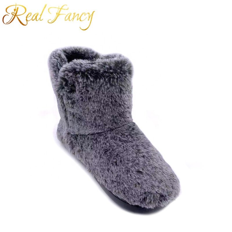 2019 Cheap Flat Winter Warm Indoor Ladies Ankle Height Short Fluffy Furry Faux Fur Boots
