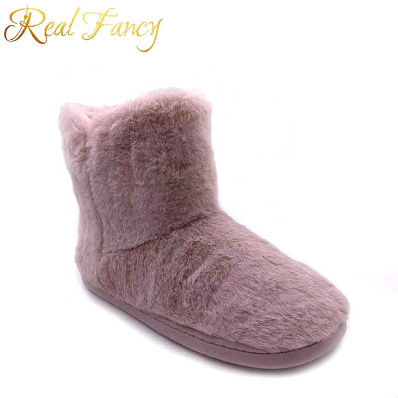 2019 Cheap Flat Winter Warm Indoor Ladies Ankle Height Short Fluffy Furry Faux Fur Boots
