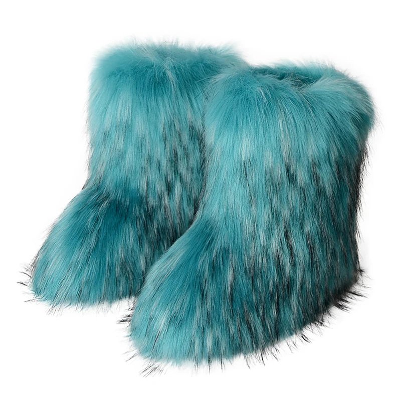 Custom Faux Raccoon Fur Boots Ladies Pink Color Fur Boots Women Winter high quality Snow Boots