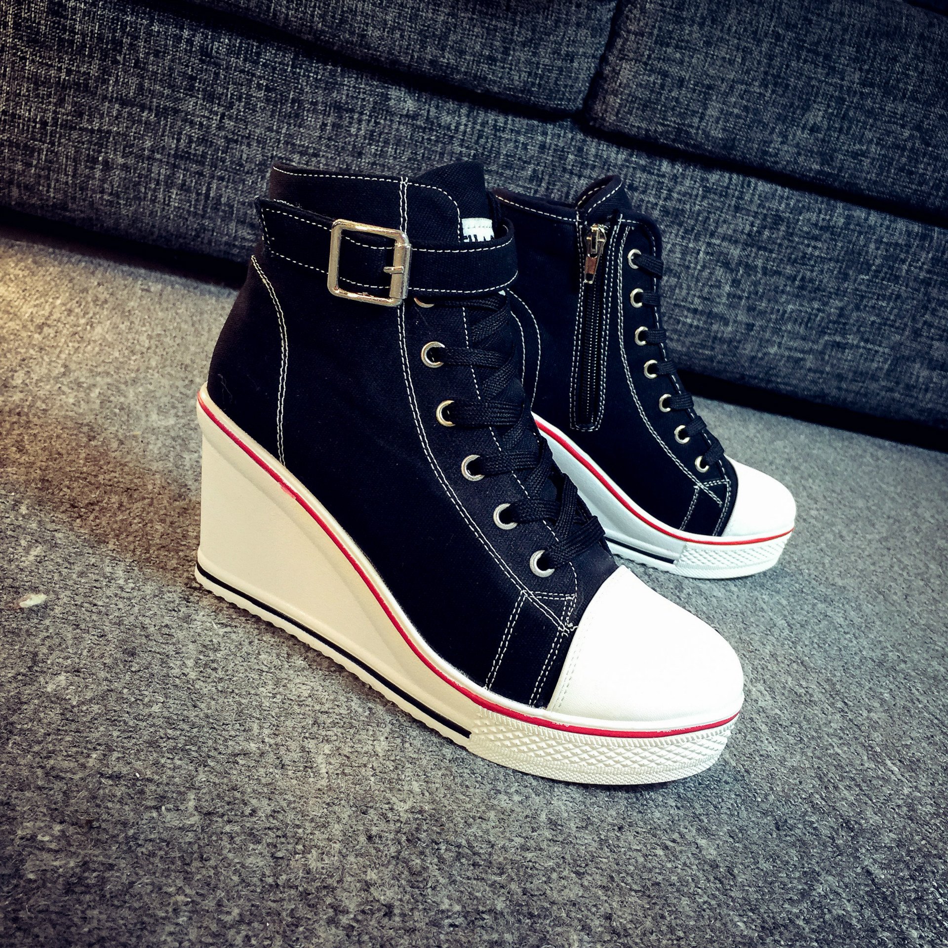 Womens Wedge High Top Sneakers Casual Sport Outdoor Sneakers