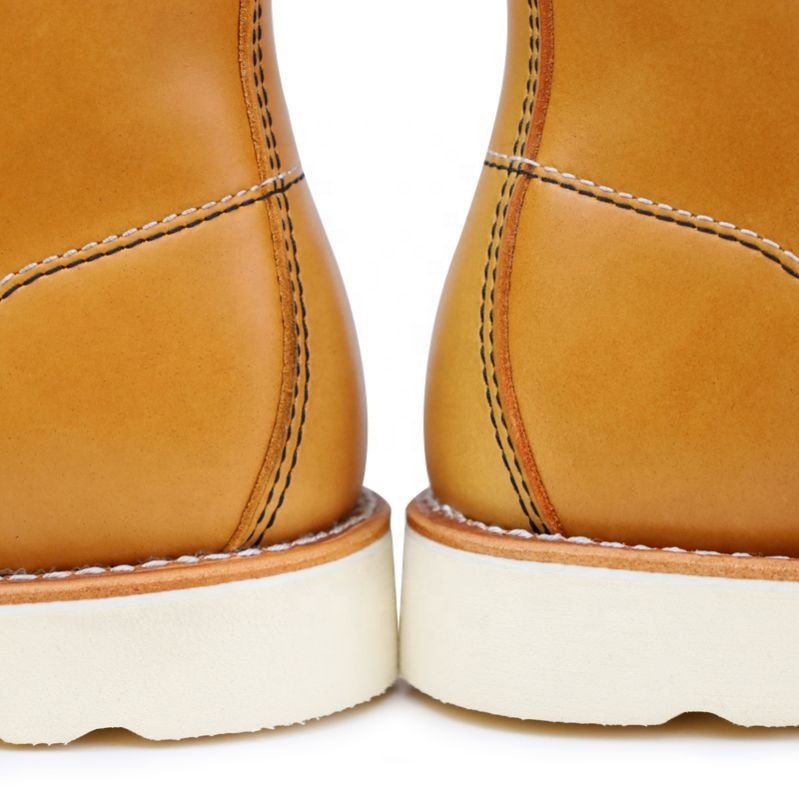Custom Goodyear Men's Winter Boots in Western Style Genuine Leather Lace-Up Closure and Height Increasing Safety Shoes