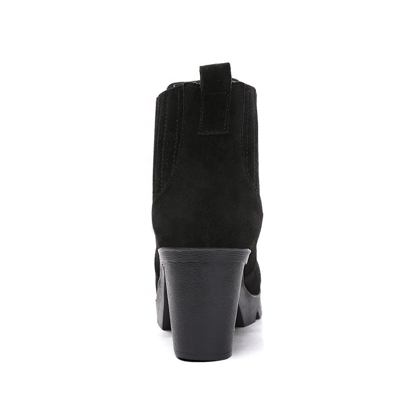 Women's under-ear boots Comfortable round toe Chelsea accordion ankle boots Platform boots