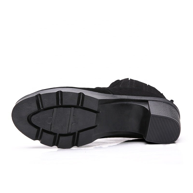 Women's under-ear boots Comfortable round toe Chelsea accordion ankle boots Platform boots