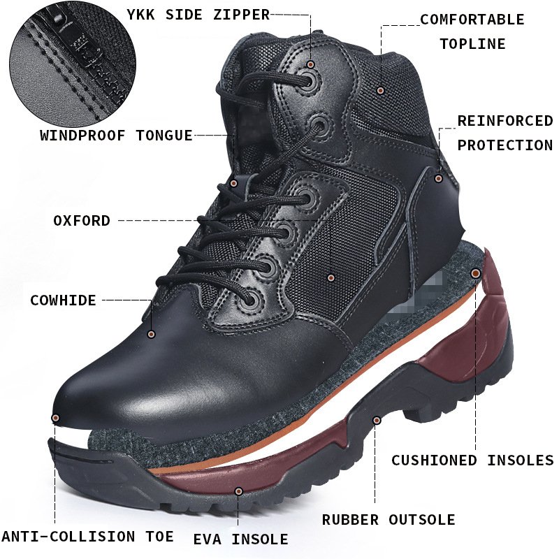 FLYFIT Khaki Mid Top Tactical Hiking Boots Shoes Outdoor Black Tactical Shoes
