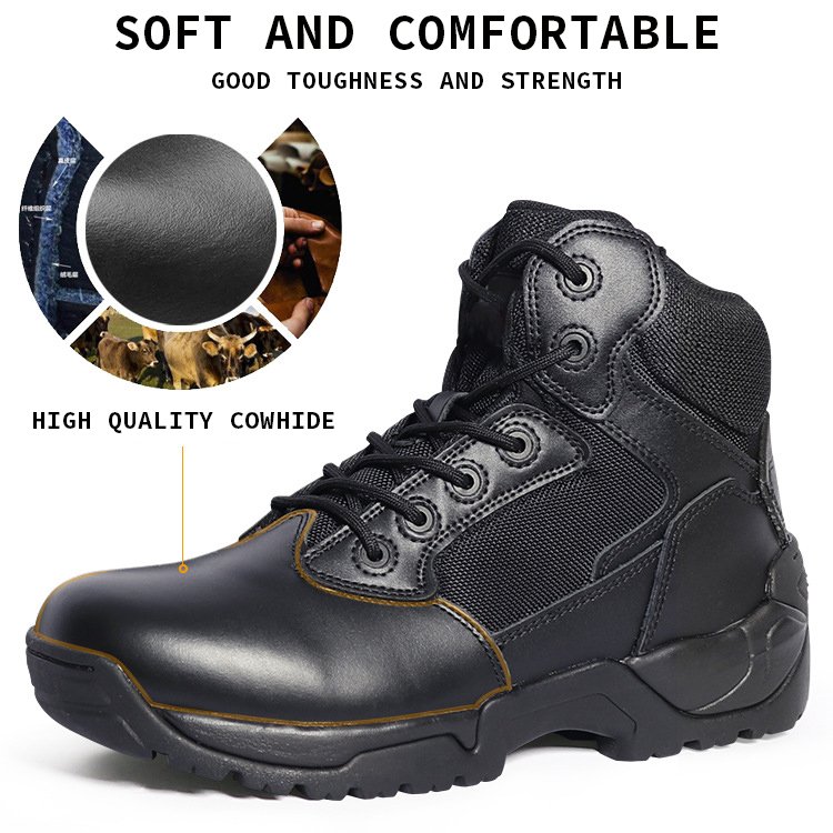 FLYFIT Khaki Mid Top Tactical Hiking Boots Shoes Outdoor Black Tactical Shoes