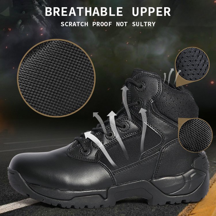 FLYFIT Khaki Mid Top Tactical Hiking Boots Shoes Outdoor Black Tactical Shoes