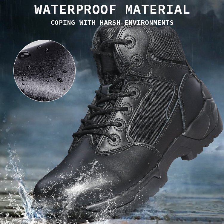 FLYFIT Khaki Mid Top Tactical Hiking Boots Shoes Outdoor Black Tactical Shoes