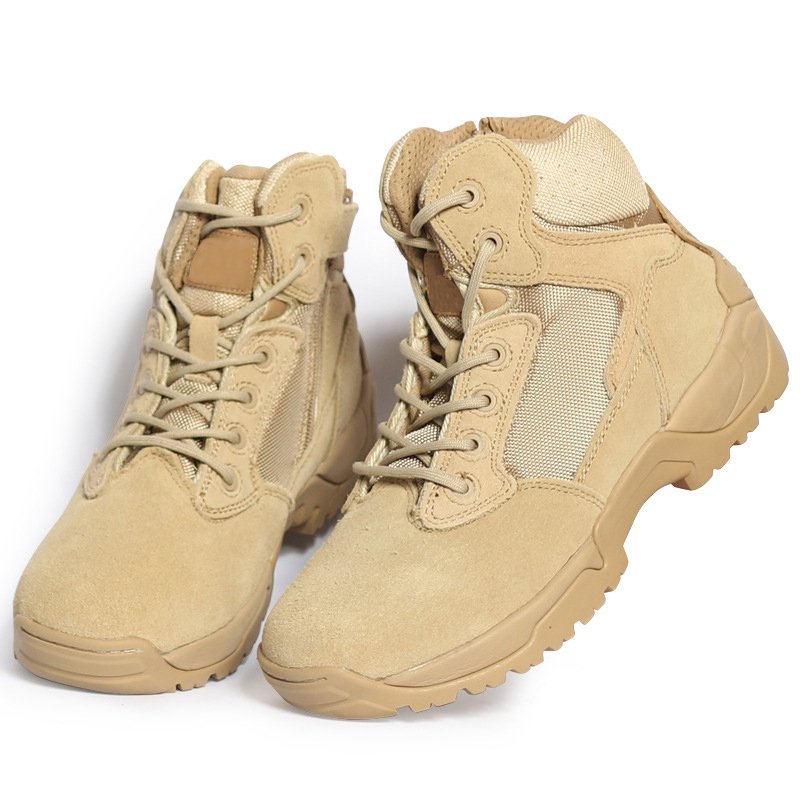 FLYFIT Khaki Mid Top Tactical Hiking Boots Shoes Outdoor Black Tactical Shoes
