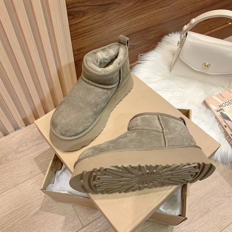 Wholesale designer shoes fashion winter brand cute fluffy ankle snow boots for women