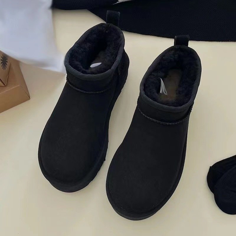 Wholesale designer shoes fashion winter brand cute fluffy ankle snow boots for women