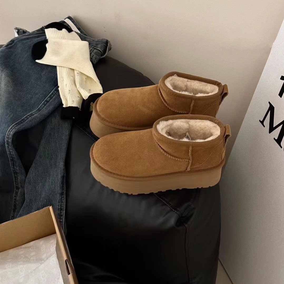 Wholesale designer shoes fashion winter brand cute fluffy ankle snow boots for women