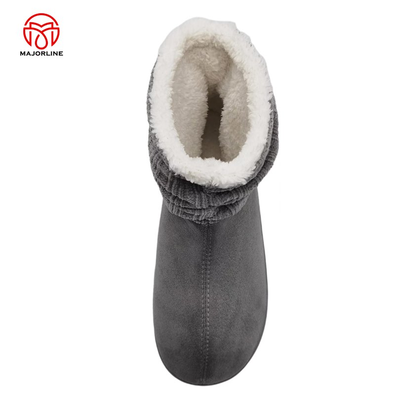 OEM customized Logo indoor boots TPR rubber outsole winter home flat slipper boots faux fur plush house boots for women