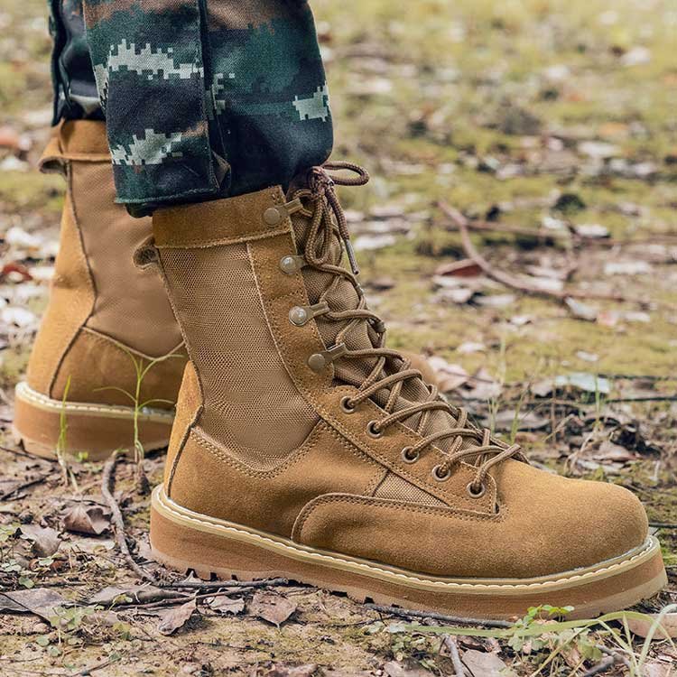 Winter breathable zipper combat boots men's high top tactical boots