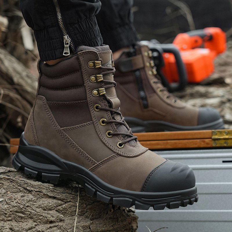Factory Direct Work Genuine Mens Excellent Crazy Horse Leather Safety Boots With Fast Delivery