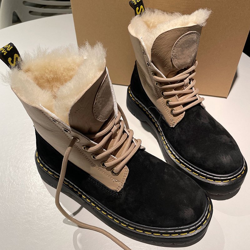2023 New Arrival Lady Lace Up Ankle High Winter warm fur Boots For Women