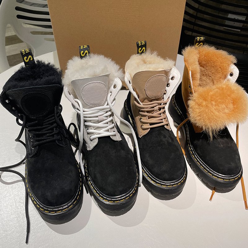 2023 New Arrival Lady Lace Up Ankle High Winter warm fur Boots For Women